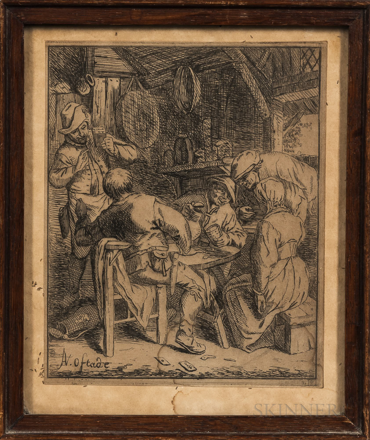 After Adriaen van Ostade (Dutch, 1610-1685) Two Framed Etchings: Le Paysan Accoudé sur le Bas de sa - Image 2 of 2