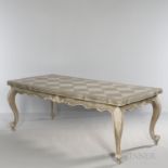 French Provincial-style Extending Dining Table, painted with harlequin checkering, ht. 31 1/2, wd. 3