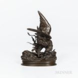 After Jules Moigniez (French, 1835-1894) Bronze Model of a Bird, chocolate brown patination, inscri