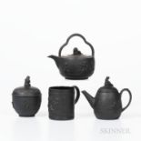 Four Wedgwood Black Basalt Items, England, late 18th century, each with depictions of children, a cy