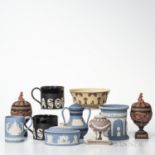 Ten Modern Wedgwood Jasper Items, England, late 20th century, primrose bowl with terra-cotta Egyptia