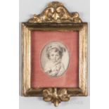 French School, 18th Century Style, Miniature Portrait of a Child with Crossed Arms, Unsigned., Condi