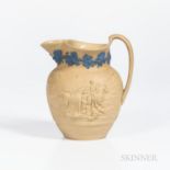 Turner Caneware Hunt Jug, England, early 19th century, trefoil spout with applied blue fruiting grap