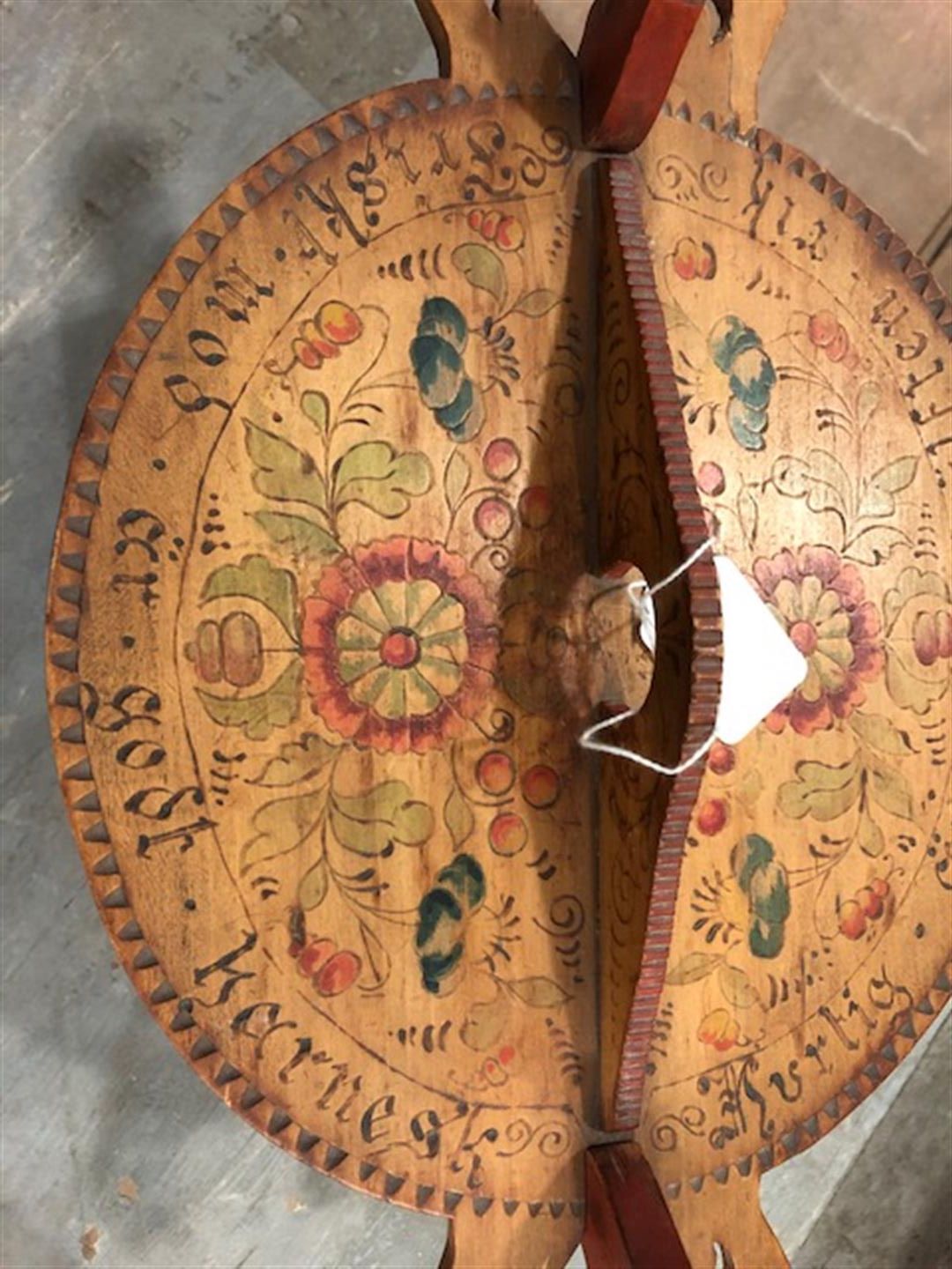 Scandinavian Bride's Box, 19th century, oval shape with carved handles, polychrome decoration of flo - Image 3 of 8