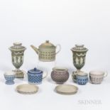 Ten Wedgwood Tricolor Diceware Jasper Dip Items, England, late 18th and 19th century, each with appl