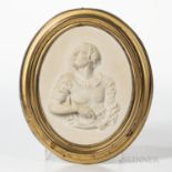 Wedgwood & Bentley Solid White Jasper Plaque, England, c. 1775, oval, with relief depiction of Mark