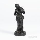Wedgwood Black Basalt Figure of Innocence, England, 19th century, the standing figure mounted atop a