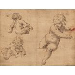 Venetian School, 16th/17th Century, Three Studies of Infants, Unsigned, inscribed "titien" on the fr