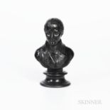 Wedgwood Black Basalt Bust of Napoleon, England, 19th century, mounted atop a waisted circular socle