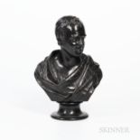 Wedgwood Black Basalt Bust of Sir Walter Scott, England, late 19th/early 20th century, mounted atop