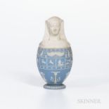 Wedgwood Light Blue Jasper Dip Canopic Jar and Cover, England, c. 1868, with applied white bands of