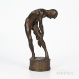 Tore Strindberg (Swedish, 1882-1968) Bronze Model of a Nude Male Bather, drying himself with a towe