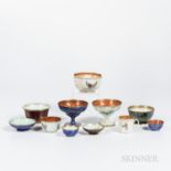 Eleven Wedgwood Lustre Items, England, c. 1920, two melba cups, butterflies to a mother-of-pearl ext