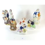A collection of six Victorian Staffordshire figures