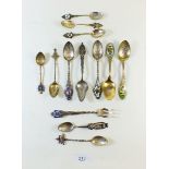 A group of twelve Canadian silver and enamel spoons and one fork