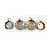 Two silver pocket watch cases and two white metal ones - 130g