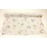 A large roll of Laura Ashley linen blend blue floral printed curtain/upholstery fabric