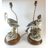 Two Capodimonte table lamps in the form of birds