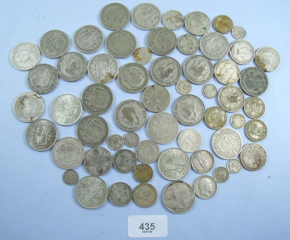 A quantity of silver content coinage with examples from: Australia, Canada, India, USA, British