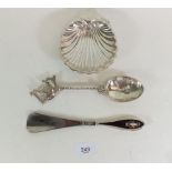 A silver scallop dish - Birmingham 1901 by Marples and Beasley, together with a Berthold Muller