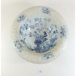 A blue and white washstand toiletry bowl - 40cm diameter