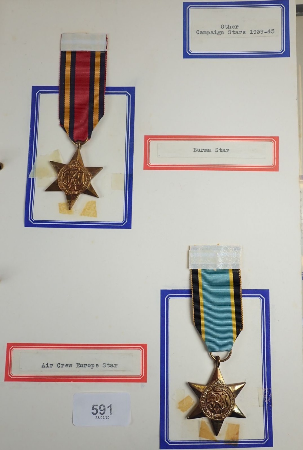 A folder of various war and other medals, mounted on card and taped over front. Including: 1914 - Image 3 of 5