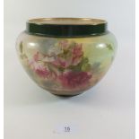 A Royal Doulton jardiniere painted roses - 17cm tall