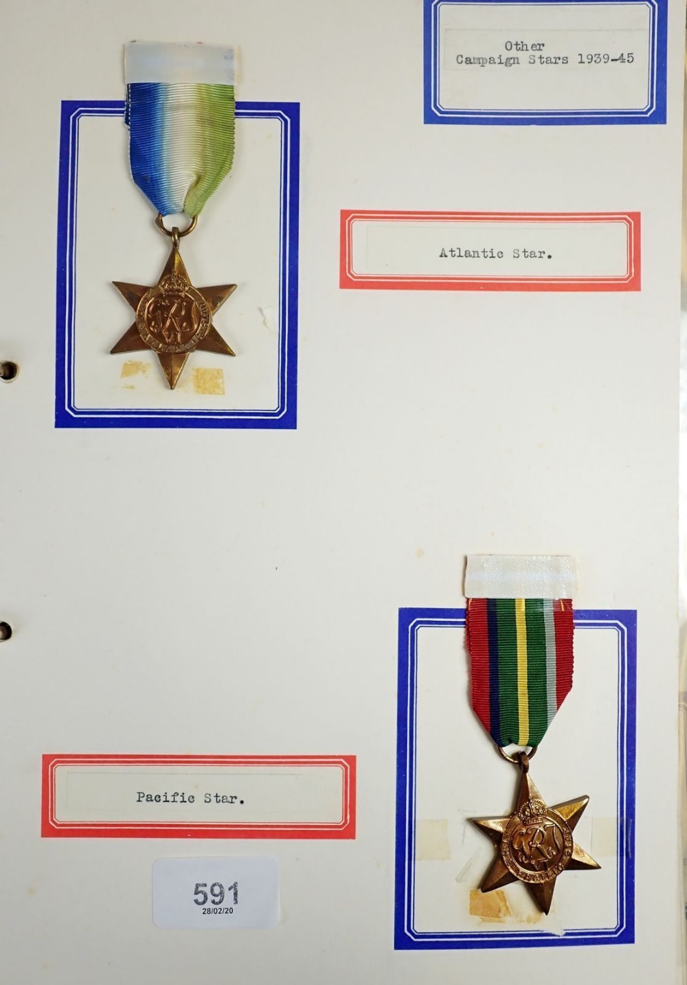 A folder of various war and other medals, mounted on card and taped over front. Including: 1914 - Image 2 of 5