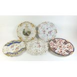 A pair of 19th century Masons Ironstone Japan pattern plates and four CJ Mason Cabbage Leaf