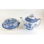 A Royal Doulton 'Watteau' teapot and a Copeland Spode muffin dish (small chip)