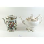 A Canton teapot and a Victorian teapot