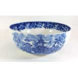 A large Wedgwood 'Chinese' pattern blue and white fruit bowl - 27cm dia