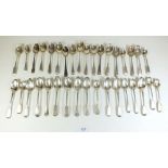 A quantity of silver teaspoons dated from Georgian to 20th century - 677g
