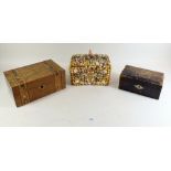 A shell form jewellery box and two others