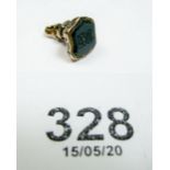 A miniature gold seal (unmarked) set bloodstone