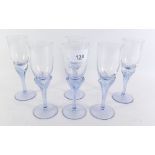 A set of blue sherry glasses