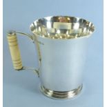 A silver and Art Deco tankard with ivory inset handle - Birmingham 1936 - by GM + S - 335g