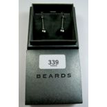 A pair of 18 carat gold grey pearl drop earrings set diamonds - screw fitting, from Beards in