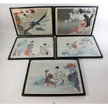 A set of five Japanese prints of Geisha - 24 x 35cm