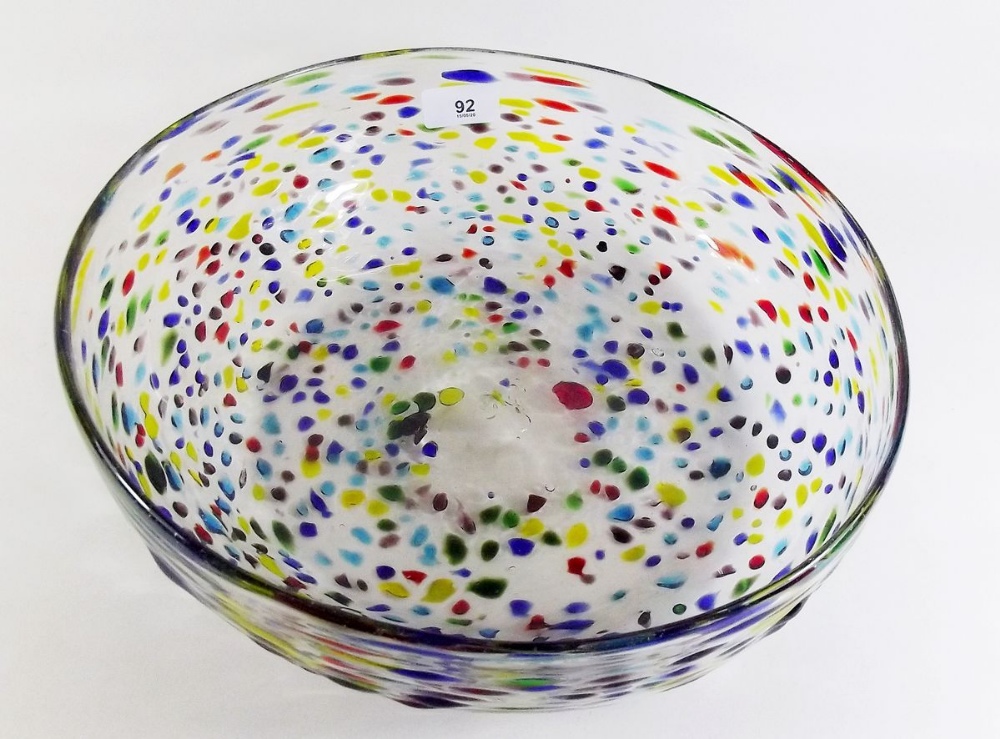 A large Studio glass mottled bowl - 30cm