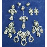 A group of late 18th or early 19th century continental paste and white metal costume jewellery