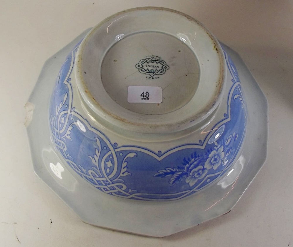 A Victorian ironstone toiletry jug and bowl 'Indian' pattern by Livesley Powell & Co - Image 2 of 3