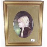 A painted porcelain plaque - portrait of a woman by G Delaney (Ex Royal Worcester artist)