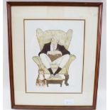 Martin Caulkin (Br. 20thC), 'Mr Pickwick at rest', watercolour, signed bottom right, titled verso.
