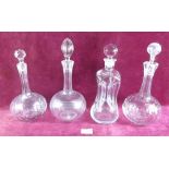 Four various glass decanters