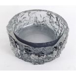 A Whitefriars bark textured glass bowl in pewter grey