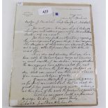 An original hand written letter dated 27th April 1892 concerning the instruction from Thos and Jno