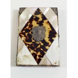 A Victorian tortoiseshell and mother of pearl card case - a/f