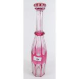 A Bohemian pink flashed decanter with stopper - a/f