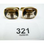 A pair of 14 carat gold and citrine set cufflinks, 15g